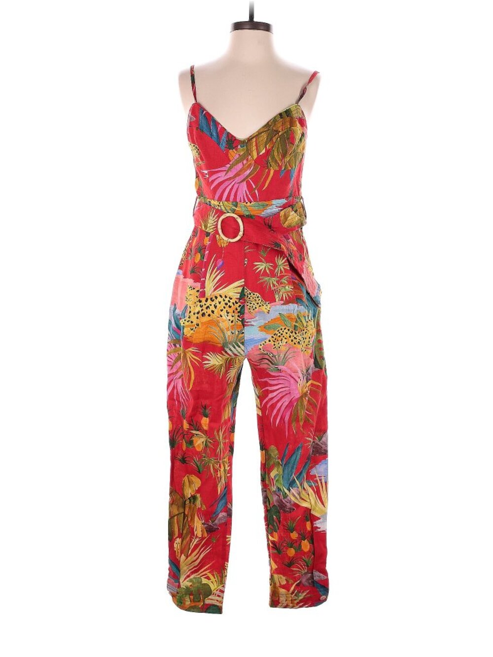 FARM Rio Linen Tropical Print Jumpsuit